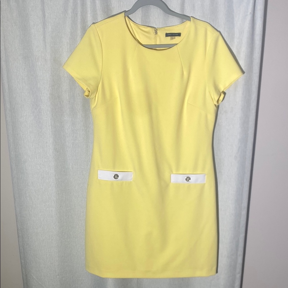 Tommy Hilfiger Yellow Mini Dress with White Accents